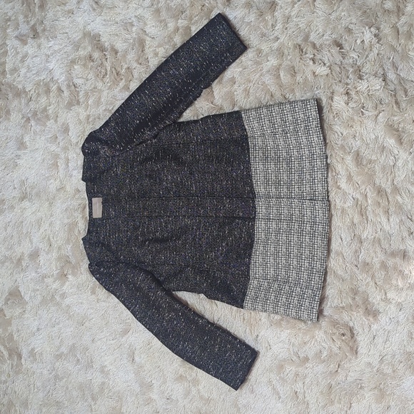 Banana Republic Colorblock Black White Tweed Coat XL - Picture 2 of 10